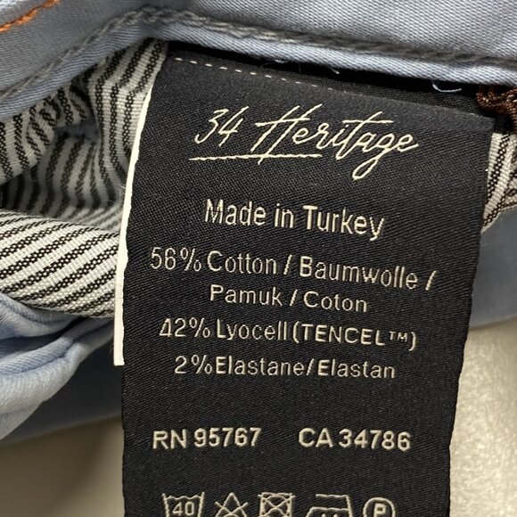 34 Heritage Men’s Jeans Sky Twill Blue 33/30 – Courage Straight Leg Mid-Rise - Picture 8 of 12